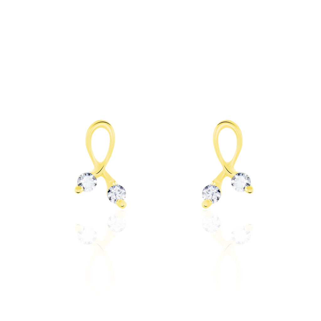 Boucles D'oreilles Puces Alvina Ruban Or Jaune Oxyde De Zirconium - Puces Femme | Marc Orian