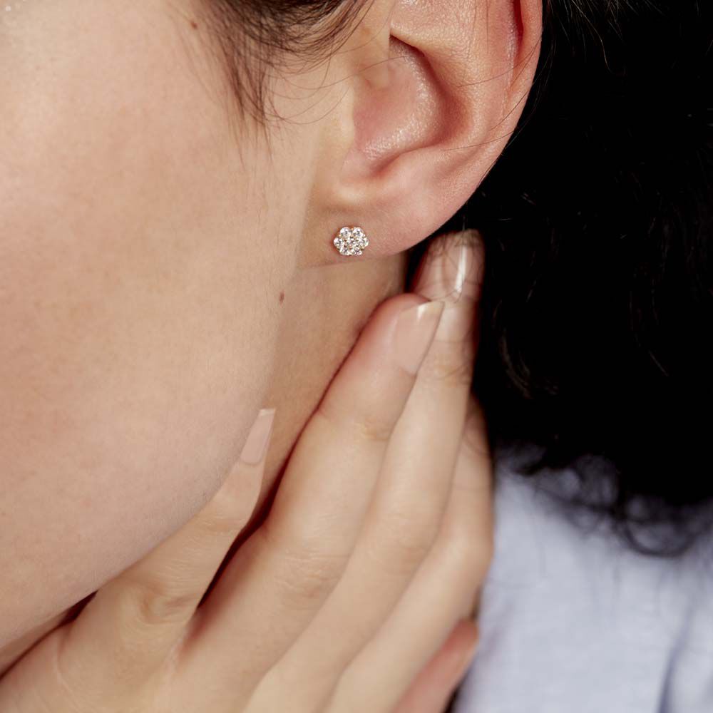 Boucles D'oreilles Puces Eleanor Fleur Or Jaune Oxyde De Zirconium - Puces Femme | Marc Orian