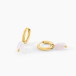 Cr&eacute;oles Athena Acier Dor&eacute; Quartz - Boucles d'oreilles pampille Femme | Marc Orian