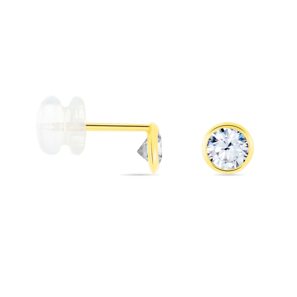 Boucles D'oreilles Puces Elda Serti Clos Or Jaune Oxyde De Zirconium - Puces Femme | Marc Orian