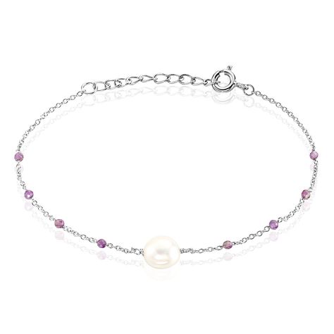 Bracelet Kerri Argent Blanc Perle De Culture Am&eacute;thyste - Bracelets fantaisie Femme | Marc Orian