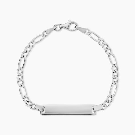 Bracelet Identit&eacute; Vivian Argent Blanc - Gourmettes Enfant | Marc Orian