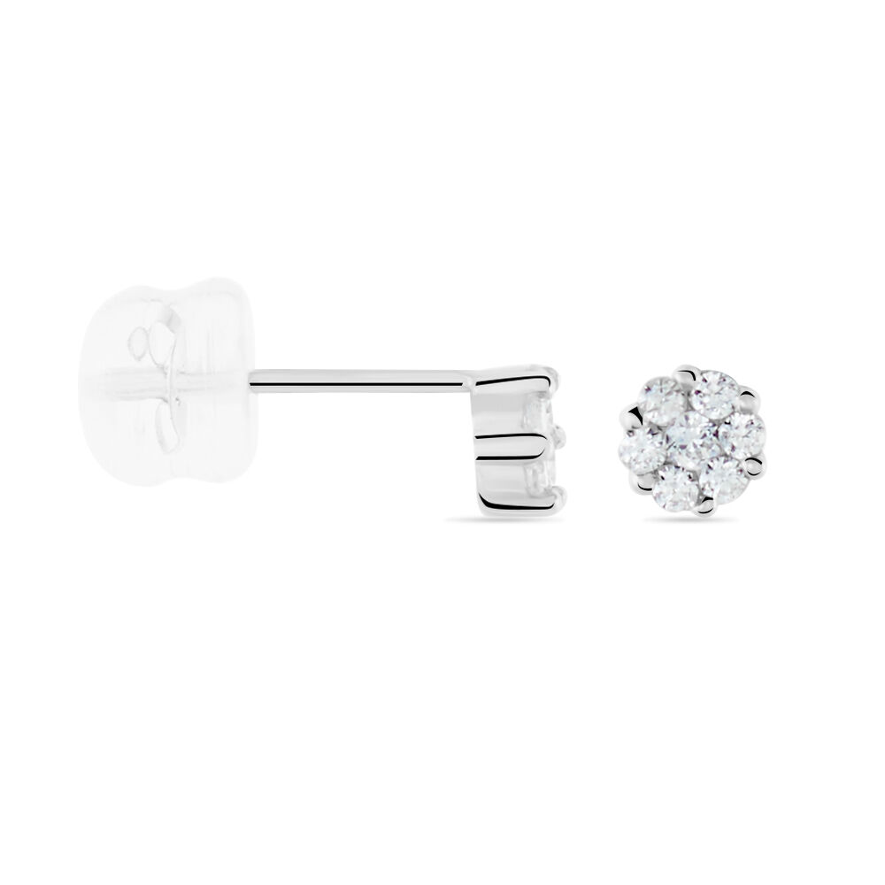 Boucles D'oreilles Puces Eleanor Fleur Or Blanc Oxyde De Zirconium - Puces Femme | Marc Orian