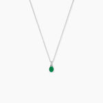 Collier Charmante Or Blanc Emeraude Et Diamant - Colliers avec pierres Femme | Marc Orian