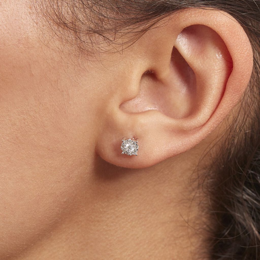 Boucles D'oreilles Puces Artemis Or Blanc Diamant - Boucles d'oreilles pierres précieuses Femme | Marc Orian