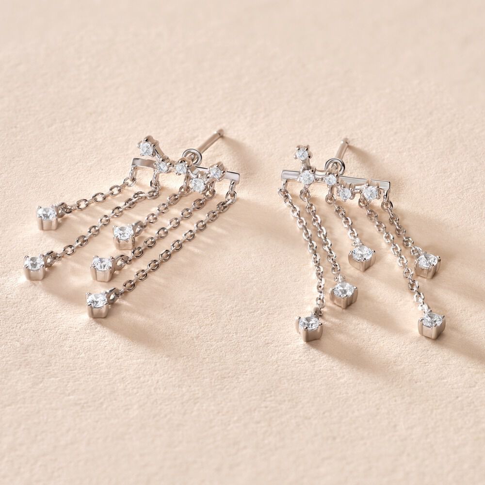 Boucles D'oreilles Pendantes Marsala Argent Blanc Oxyde De Zirconium - Pendantes Femme | Marc Orian