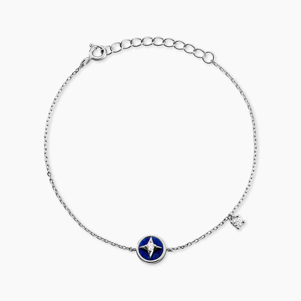 Bracelet Talismania Argent Blanc Lapis Lazuli Oxyde De Zirconium - Bracelets Medailles Femme | Marc Orian