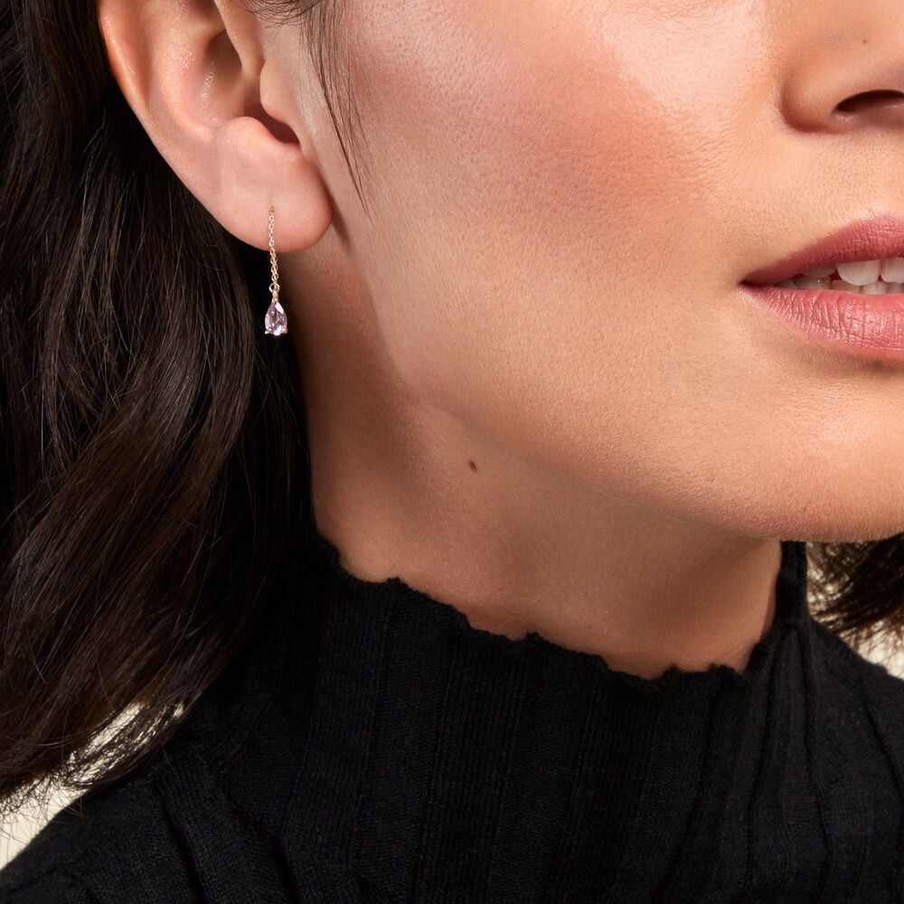 Boucles D'oreilles Pendantes Asteriane Or Jaune Améthyste - Pendantes Femme | Marc Orian