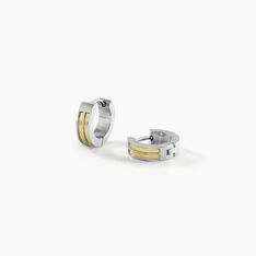 Créoles Jourdan Tilos Acier Bicolore Dore / Blanc - Boucles d'oreilles Créoles Homme | Marc Orian