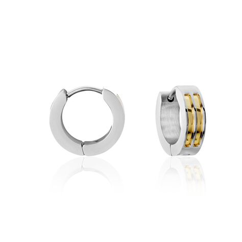Créoles Jourdan Tilos Acier Bicolore Dore / Blanc - Boucles d'oreilles Créoles Homme | Marc Orian