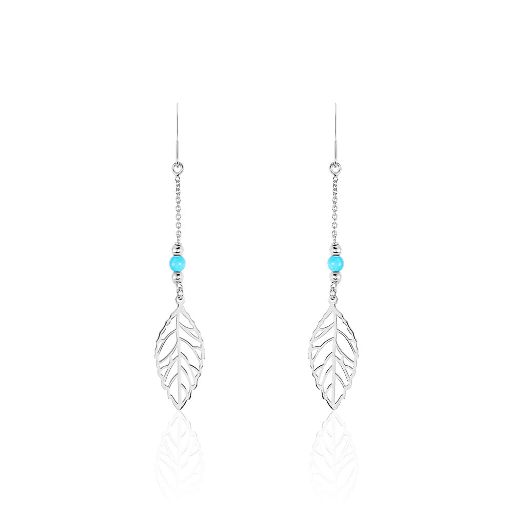 Boucles D'oreilles Pendantes Grethel Argent Blanc Turquoise - Pendantes Femme | Marc Orian