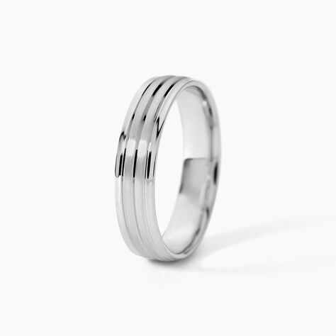 Alliance Basile Ruban Plat Or Blanc - Alliances duo Unisex | Marc Orian