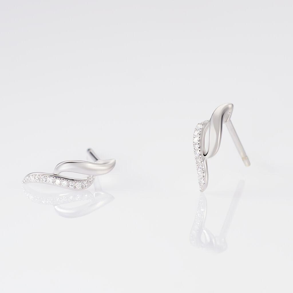 Boucles D'oreilles Puces Callum Or Blanc Diamant - Clous d'oreilles Femme | Marc Orian