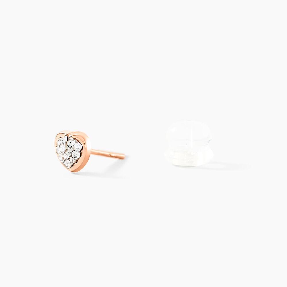 Boucles D'oreilles Puces Daria Cœur 0 Or Rose Strass - Puces Femme | Marc Orian