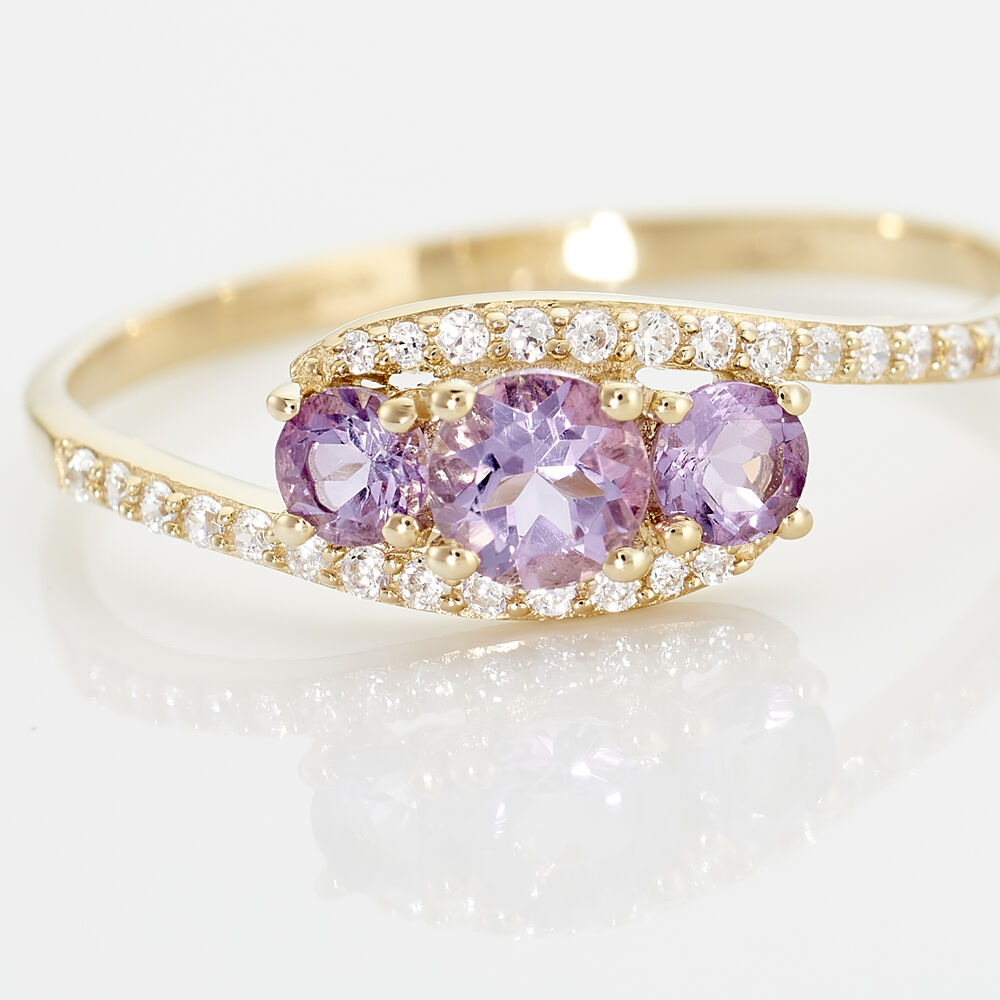 Bague Chloe Or Jaune Amethyste Et Oxyde De Zirconium - Bagues pierres fines Femme | Marc Orian