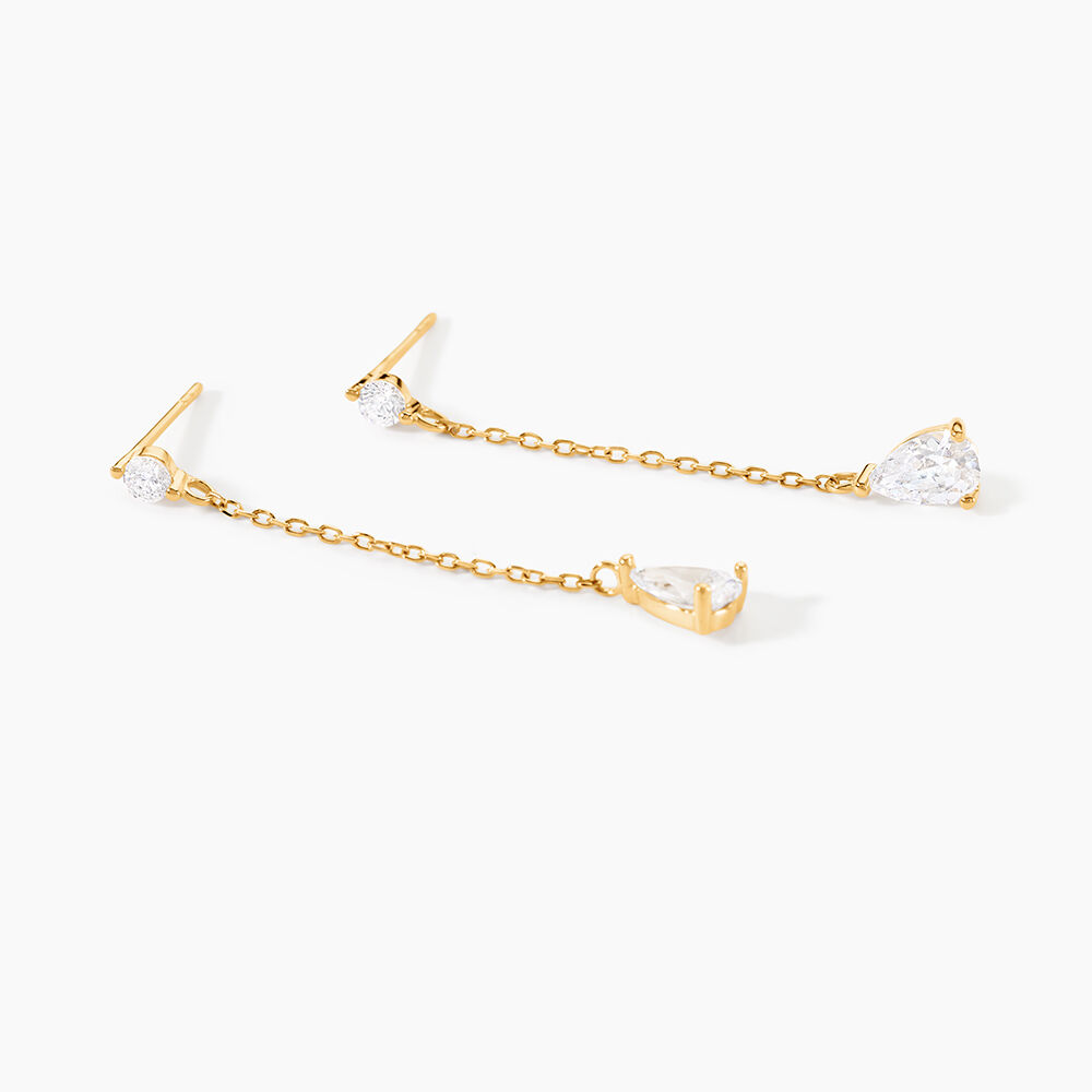 Boucles D'oreilles Pendantes Regane Or Jaune Oxyde De Zirconium - Pendantes Femme | Marc Orian