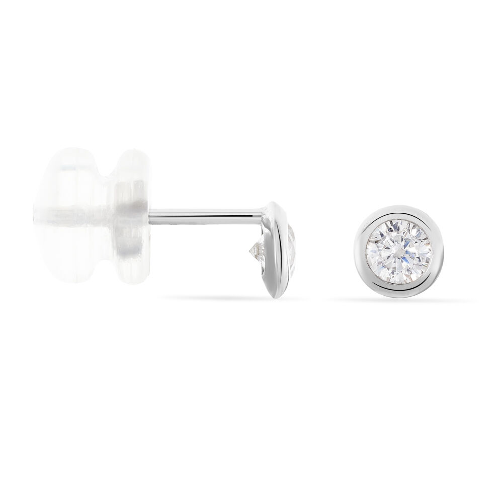 Boucles D'oreilles Puces Daria Serti Clos Or Blanc Oxyde De Zirconium - Puces Femme | Marc Orian