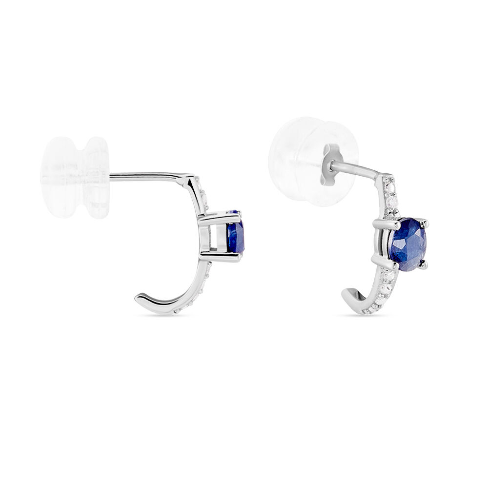 Demi Créoles Barrett Or Blanc Saphir Diamant - Créoles Femme | Marc Orian