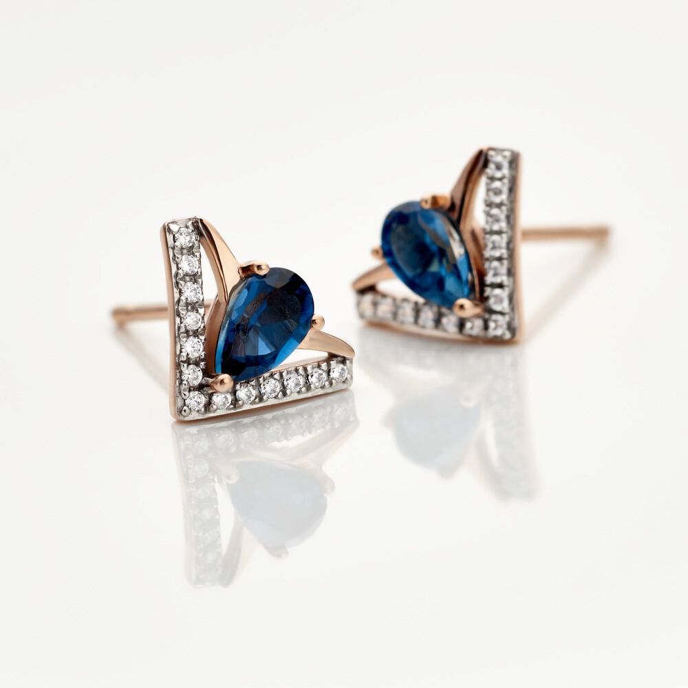 Boucles D'oreilles Puces Gaelle Or Rose Topaze Oxyde - Puces Femme | Marc Orian