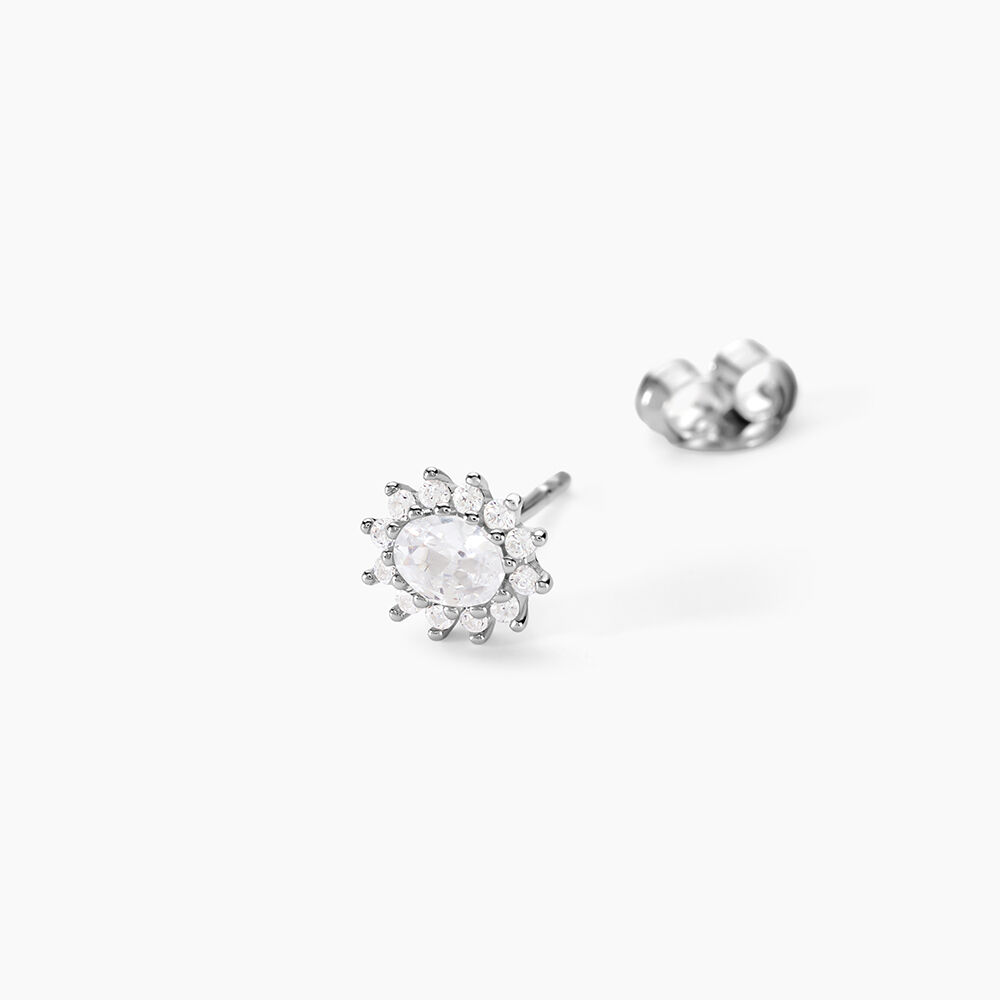 Boucles D'oreilles Puces Oliviane Argent Blanc Oxyde De Zirconium - Puces Femme | Marc Orian