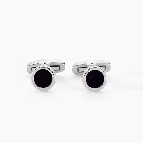 Boutons De Manchettes Jourdan Athos Acier Argent&eacute; Onyx - Boutons de manchette Homme | Marc Orian