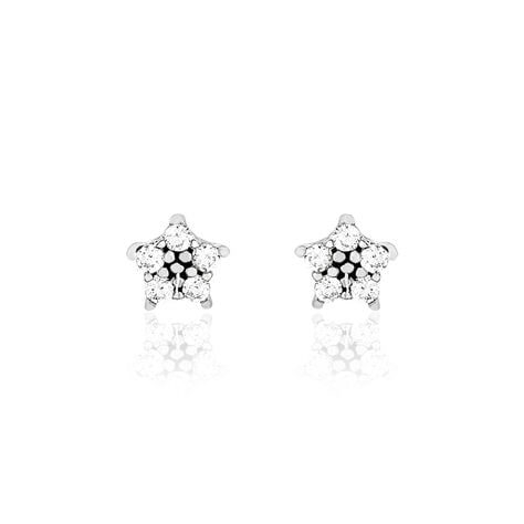 Boucles D'oreilles Puces Elais Etoile Or Blanc Oxyde De Zirconium - Puces Famille | Marc Orian