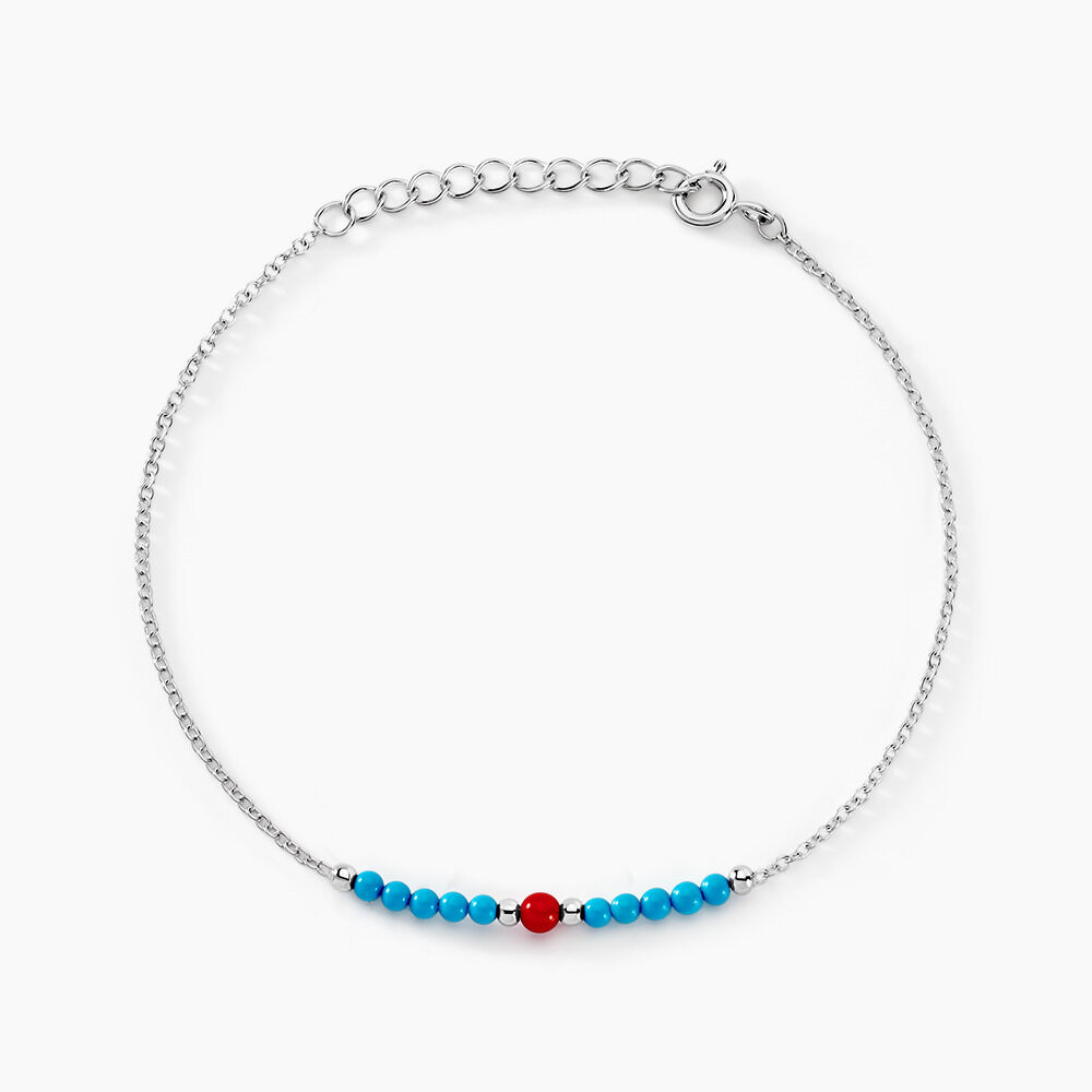 Bracelet Behati Argent Blanc Corail Turquoise - Bracelets fantaisie Femme | Marc Orian