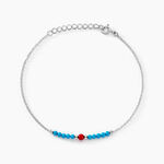 Bracelet Behati Argent Blanc Corail Turquoise - Bracelets fantaisie Femme | Marc Orian