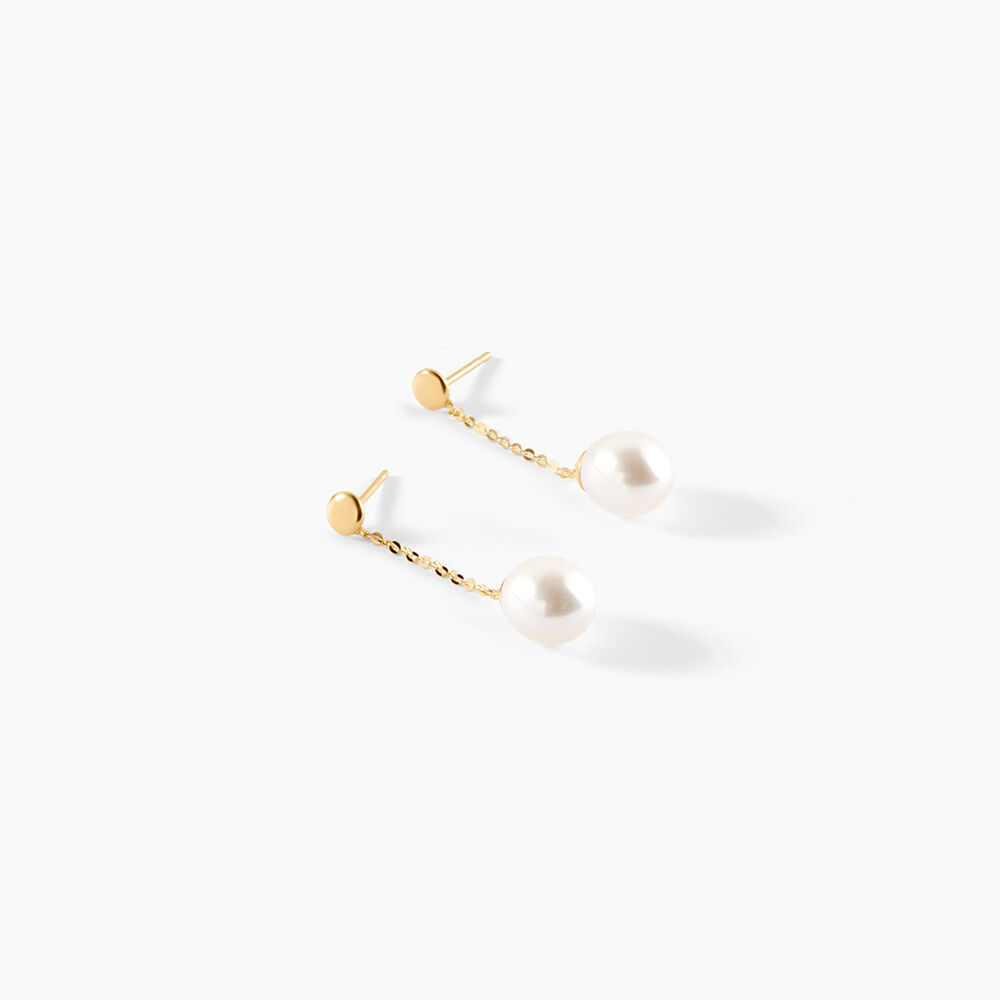 Boucles D'oreilles Pendantes Valera Or Jaune Perle De Culture - Boucles d'oreilles mariage Femme | Marc Orian
