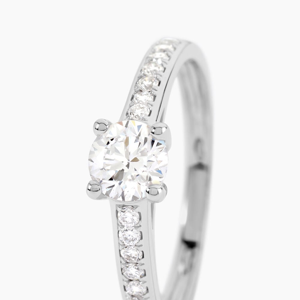 Bague Solitaire Accompagn&eacute; Aramis Or Blanc Diamant Synth&eacute;tique - Solitaires Femme | Marc Orian