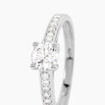 Bague Solitaire Accompagn&eacute; Aramis Or Blanc Diamant Synth&eacute;tique - Solitaires Femme | Marc Orian