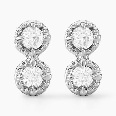 Boucles D'oreilles Puces Gigi Argent Blanc Diamant Synthétique - Puces Femme | Marc Orian