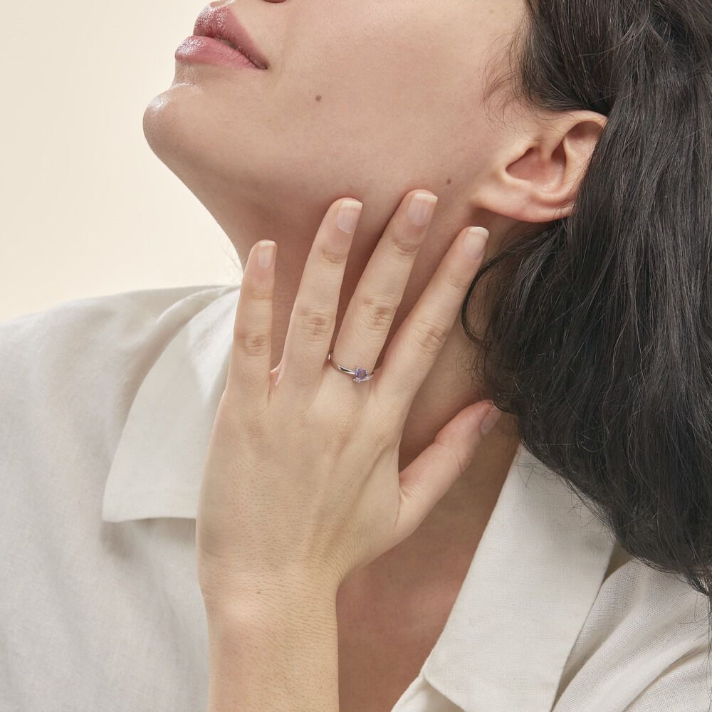 Bague Eva Or Blanc Amethyste Et Diamant - Bagues pierres fines Femme | Marc Orian
