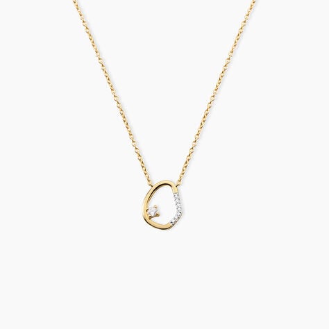 Collier Galia Argent Dor&eacute; A L'Or 750/1000 Oxyde De Zirconium - Colliers avec pierres Femme | Marc Orian