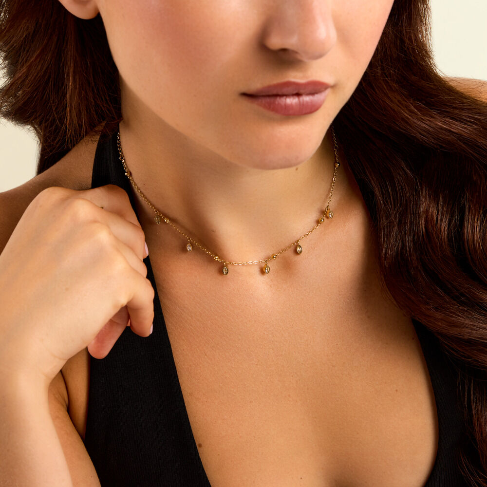 Collier Ivy Acier Jaune Oxyde De Zirconium - Colliers avec pierres Femme | Marc Orian