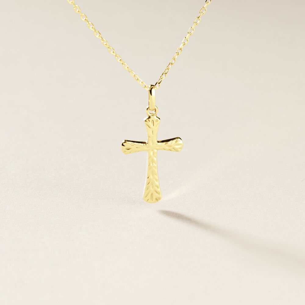 Pendentif Bathilde Croix Striee Or Jaune - Pendentifs Famille | Marc Orian