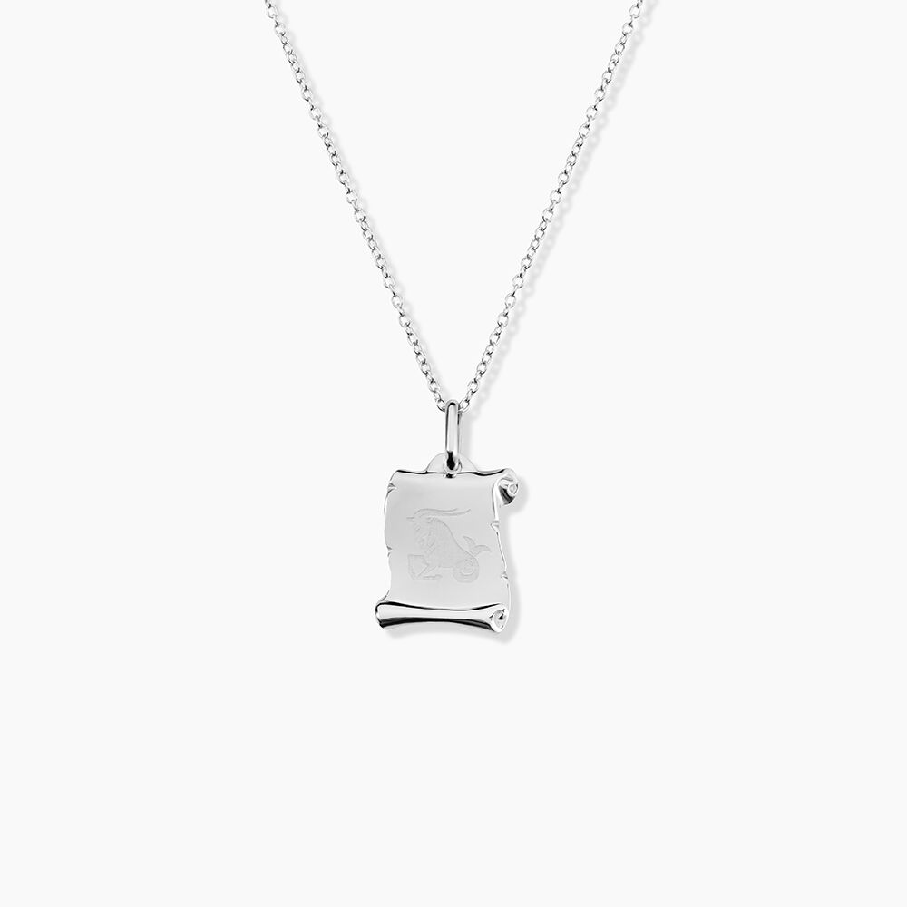 Pendentif Zodiaque Parchemin Argent Blanc - Bijoux personnalis&eacute;s Famille | Marc Orian