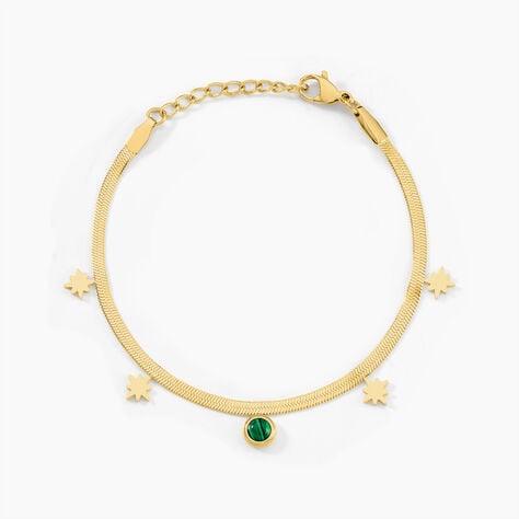 Bracelet Athena Acier Dor&eacute; Malachite - Bracelets cha&icirc;nes Femme | Marc Orian