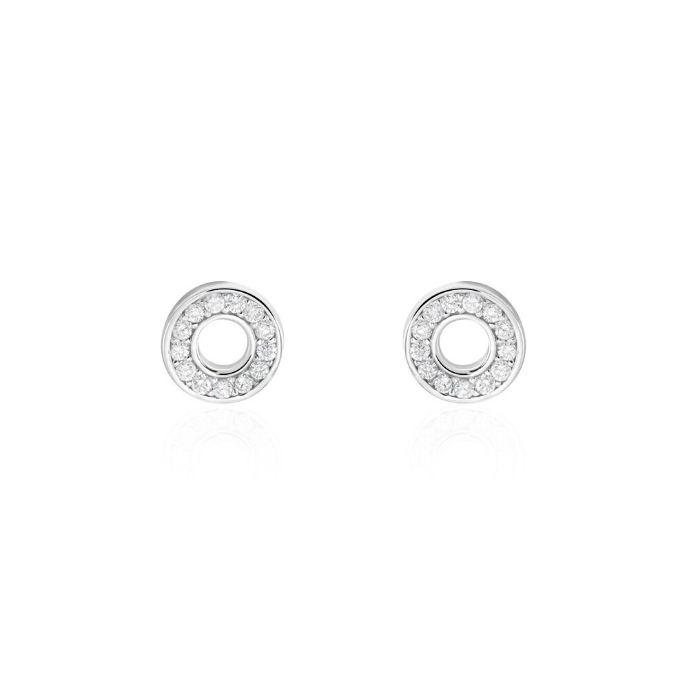 Boucles D'oreilles Puces Argent Blanc Eujen Oxydes De Zirconium - Puces Femme | Marc Orian