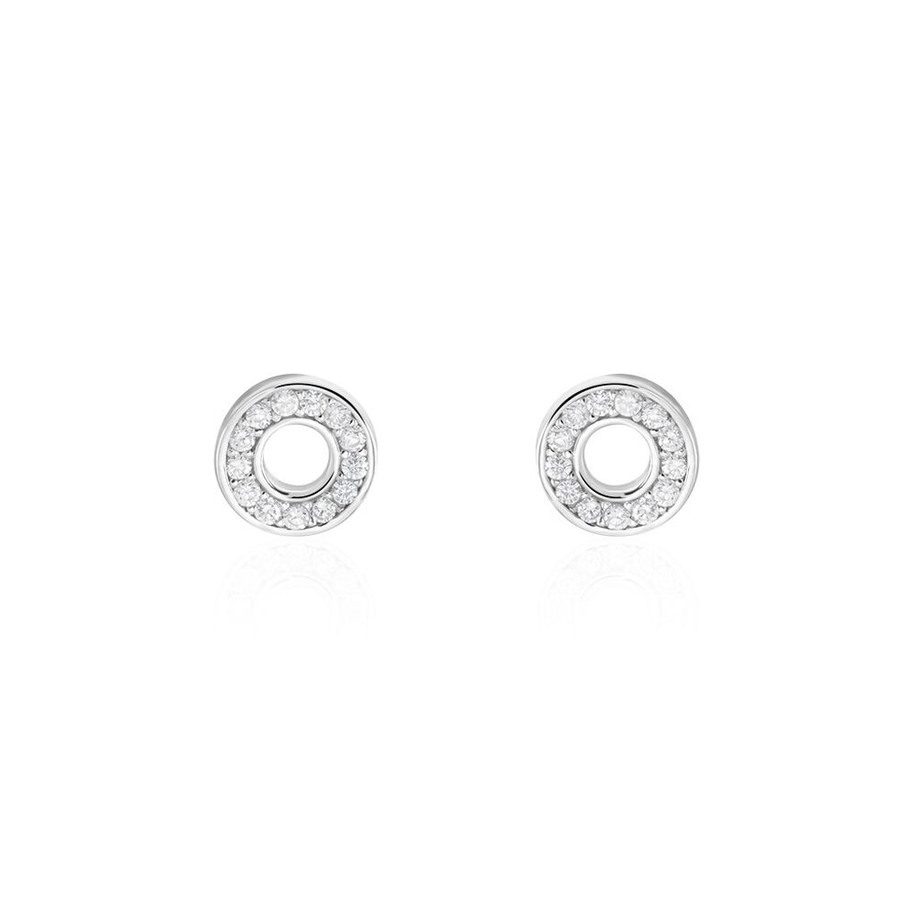 Boucles D'oreilles Puces Argent Blanc Eujen Oxydes De Zirconium - Puces Femme | Marc Orian