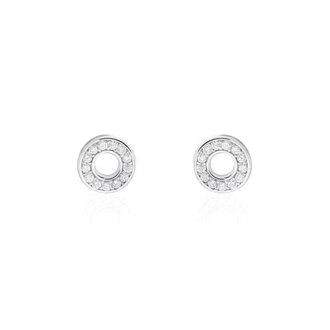 Boucles D'oreilles Puces Argent Blanc Eujen Oxydes De Zirconium - Puces Femme | Marc Orian