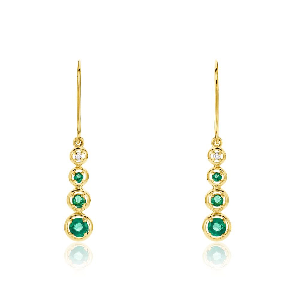 Boucles D'oreilles Pendantes Josephine Or Jaune Emeraude - Pendantes Femme | Marc Orian