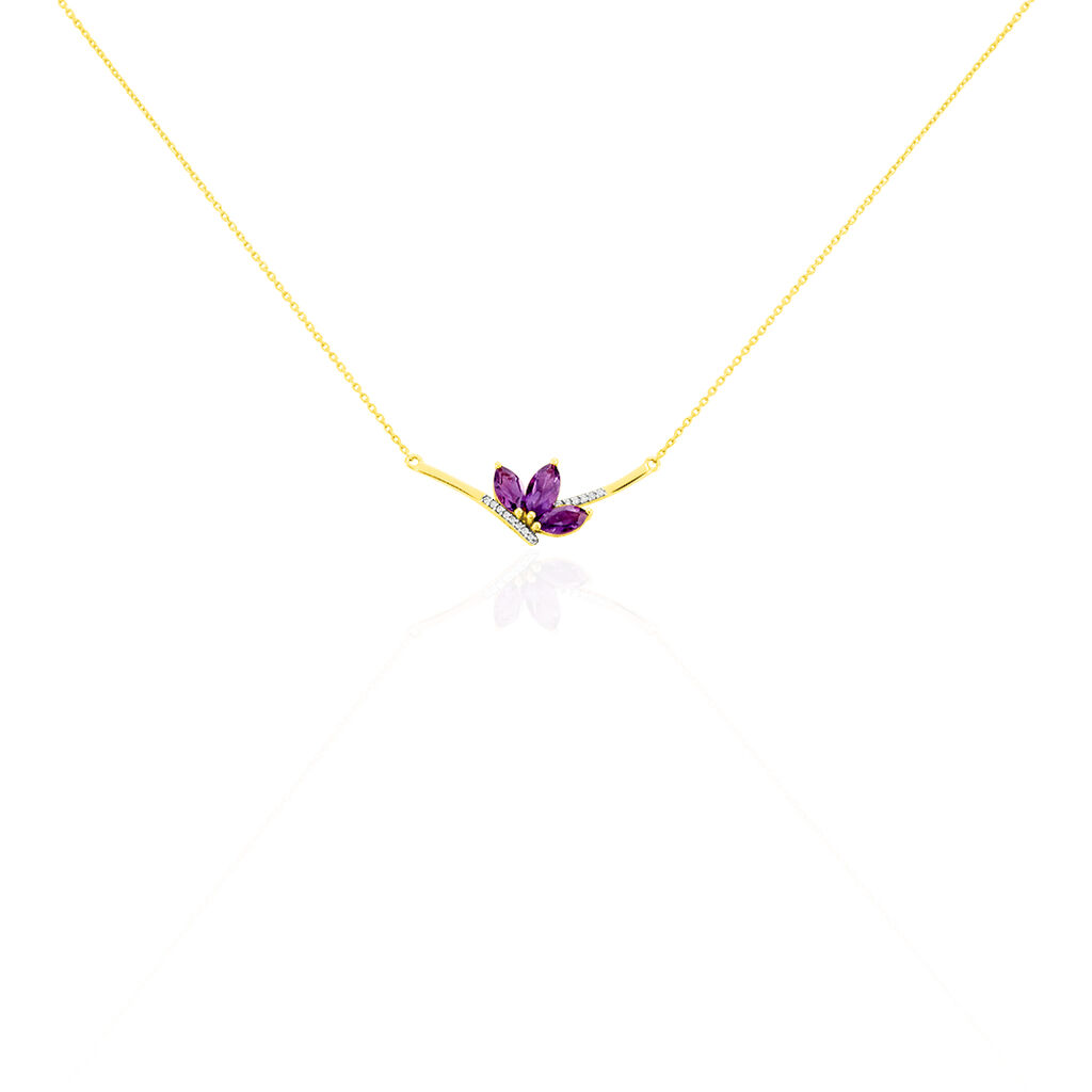 Collier Augustina Or Jaune Amethyste Oxyde De Zirconium - Colliers avec pierres Femme | Marc Orian