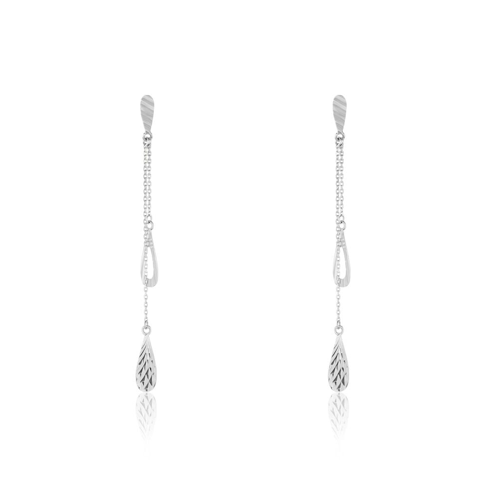 Boucles D'oreilles Pendantes Anila Gouttes Or Blanc - Pendantes Femme | Marc Orian