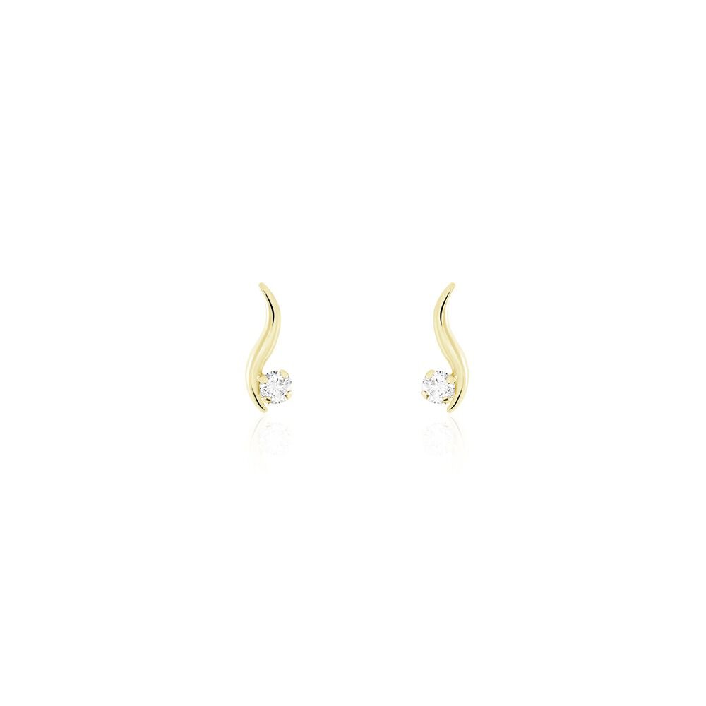 Boucles D'oreilles Puces Beryl Virgule Or Jaune Oxyde De Zirconium - Puces Femme | Marc Orian
