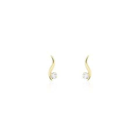 Boucles D'oreilles Puces Beryl Virgule Or Jaune Oxyde De Zirconium - Puces Femme | Marc Orian