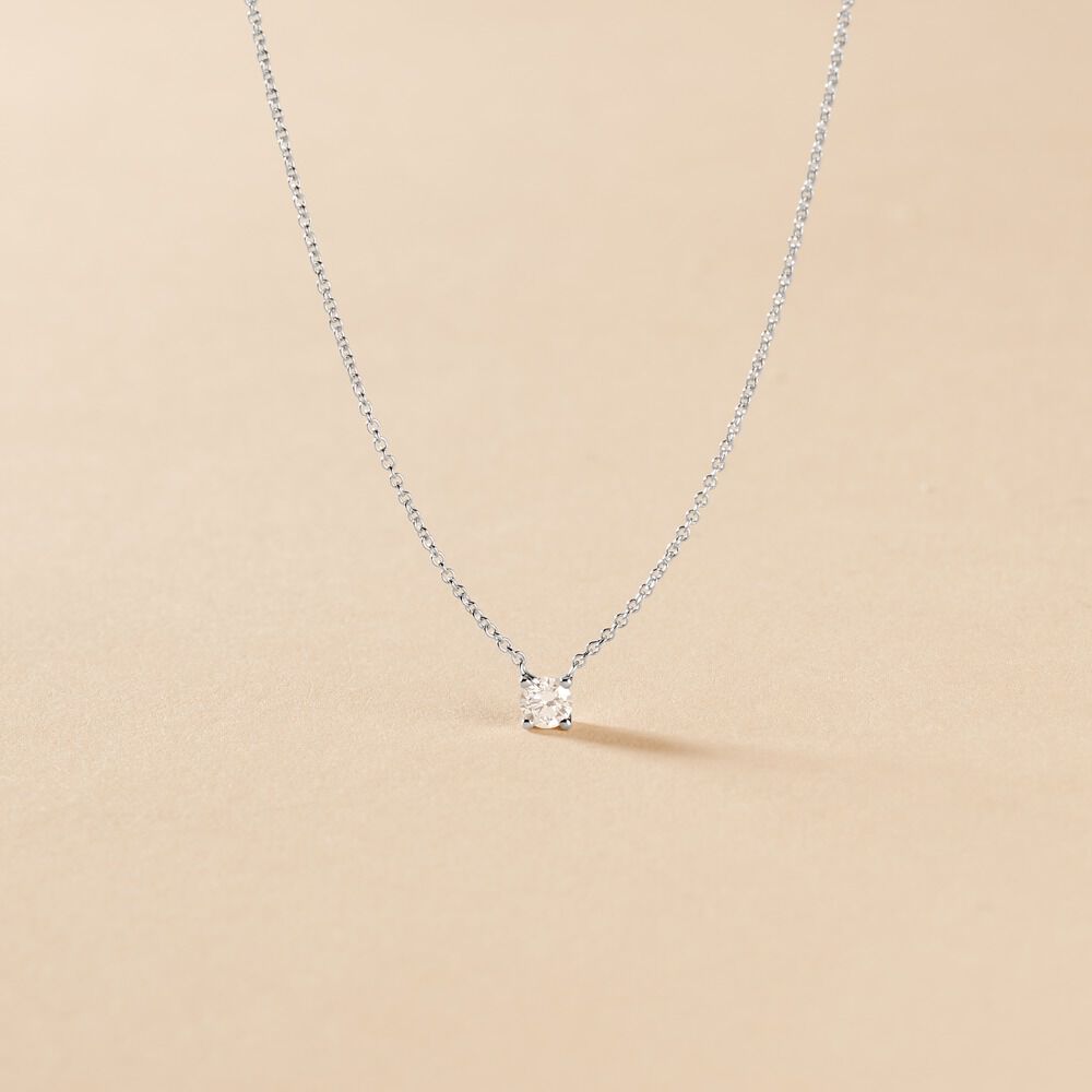 Collier One Or Blanc Diamant - Colliers solitaires Femme | Marc Orian