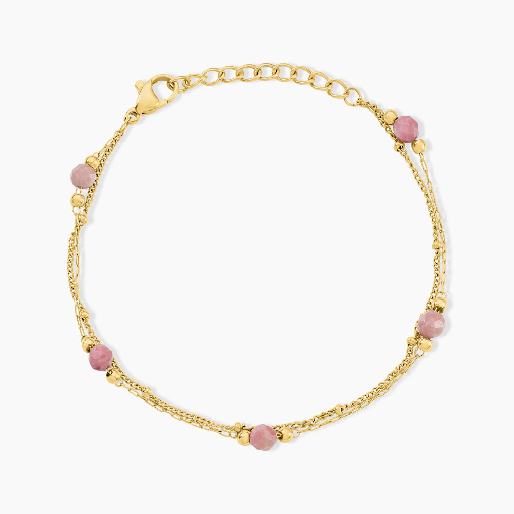 Bracelet Acier Jaune Rhodochrosite - Bracelets chaînes Femme | Marc Orian