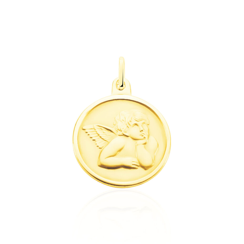 Pendentif Ange Rond Mat Or Jaune - Médailles et médaillons Famille | Marc Orian