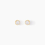 Boucles D'oreilles Puces Elda Serti Clos Or Jaune Oxyde De Zirconium - Puces Femme | Marc Orian